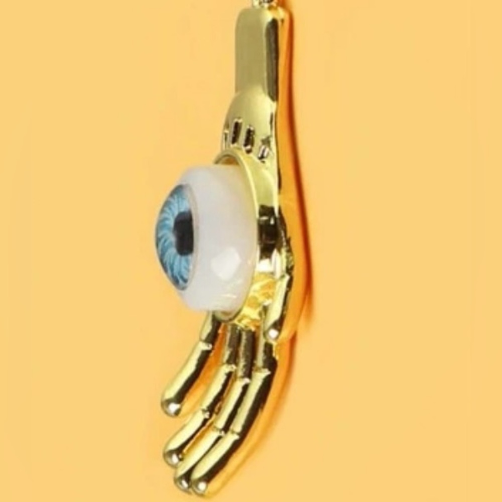 Realistic Evil Eye Hamsa~ Hand of Fatima Miriam Hamesh God Blue Eyeball Necklace - Picture 6 of 13